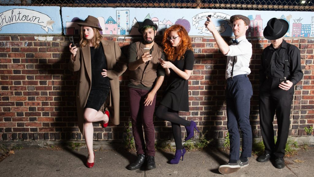 675-225 The cast of Tribe of Fools' 'Fishtown' poses in front of a sign in Fishtown. From left: Tara Demmy, Joseph Ahmed, Jenna Kuerzi, Zachary Chiero and Kyle Yackoski. (Photo courtesy Plate3 Photography)