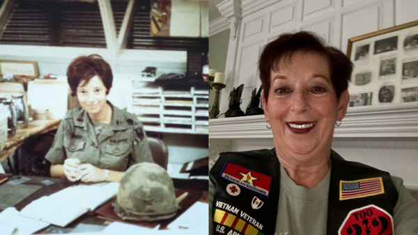 Joanie Moscatelli is shown during her tour in Vietnam and recently at her home in western Pennsylvania.