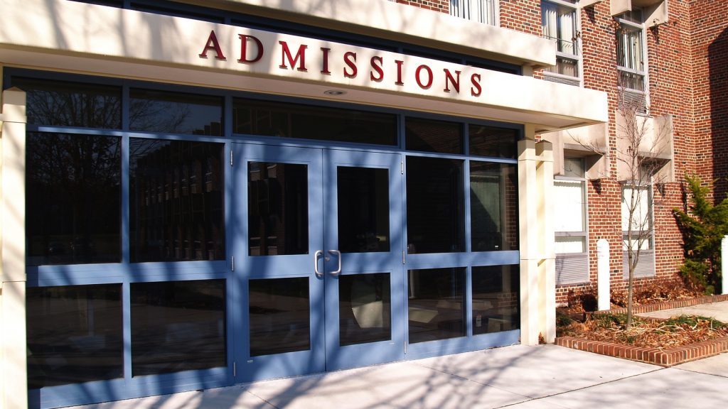 admissions-building-on-a-college-or-university-campus Some area colleges are asking prospective students for their juvenile criminal history. (Bigstock)