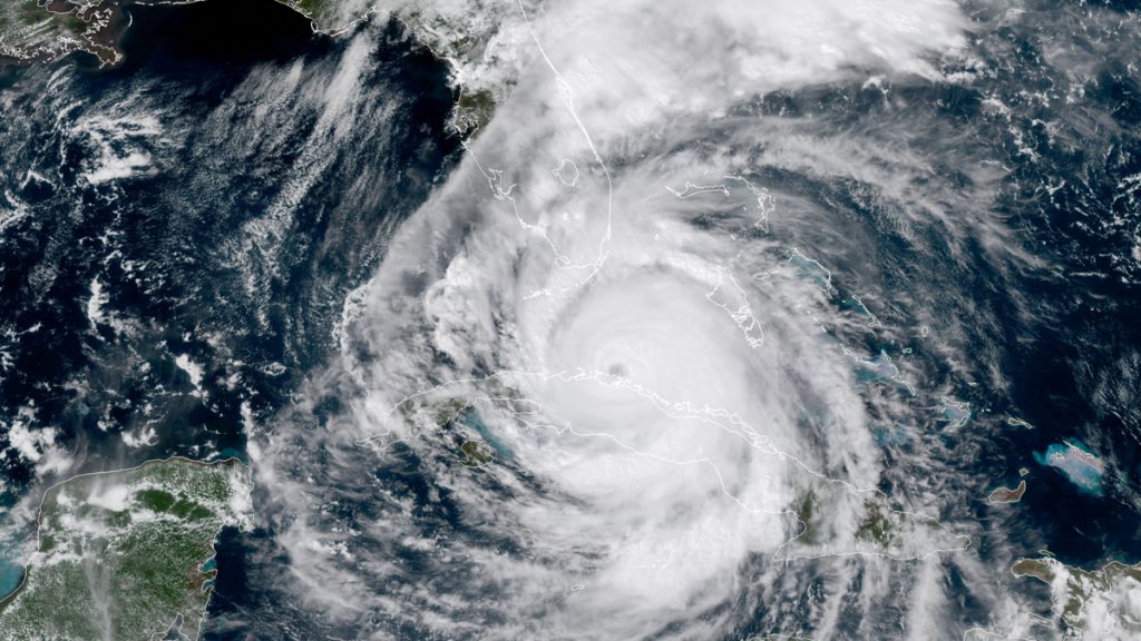 apirmasundayx1200 In this geocolor GOES-16 satellite image taken Saturday, Sept. 9, 2017, at 18:30 UTC (2:30 p.m. EDT), the eye of Hurricane Irma moves northwest just off the coast of Cuba and south of Florida. (NOAA via AP)