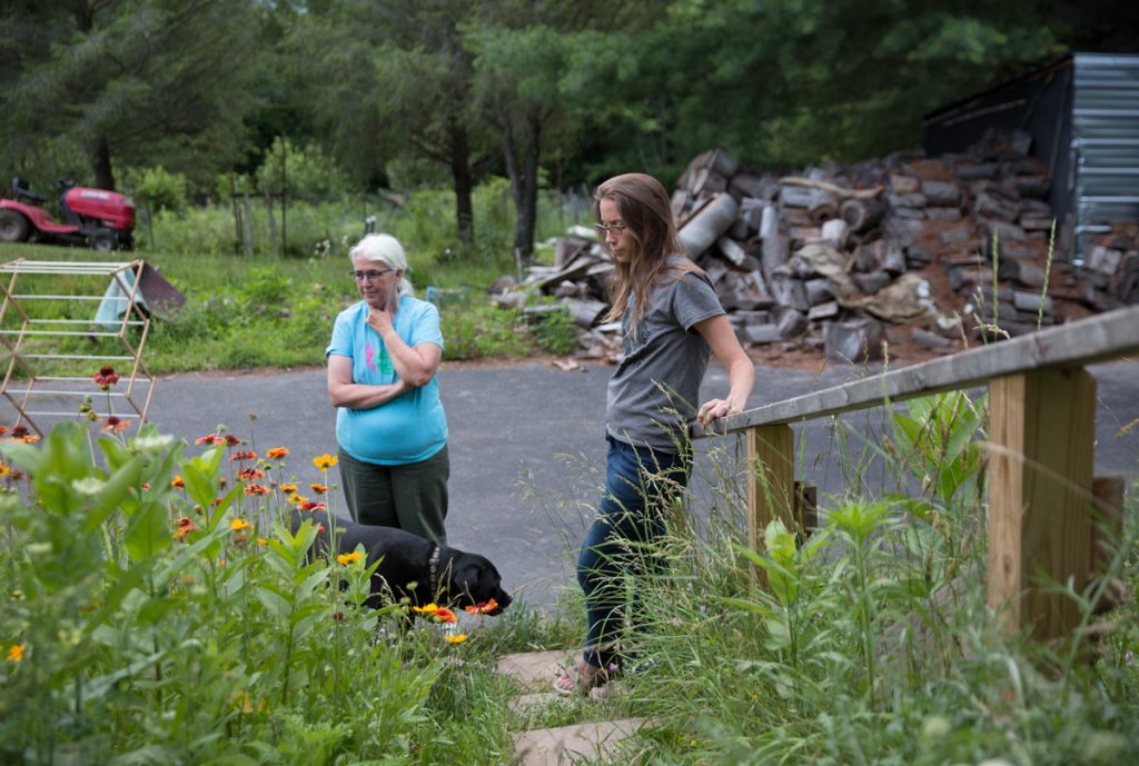 camp_white_pine_00 Ellen (left) and Elise Gerhart have been battling with Sunoco Logistics over the construction of the Mariner East 2 pipeline on their property in Huntingdon County, Pennsylvania. (Lindsay Lazarski/WHYY)