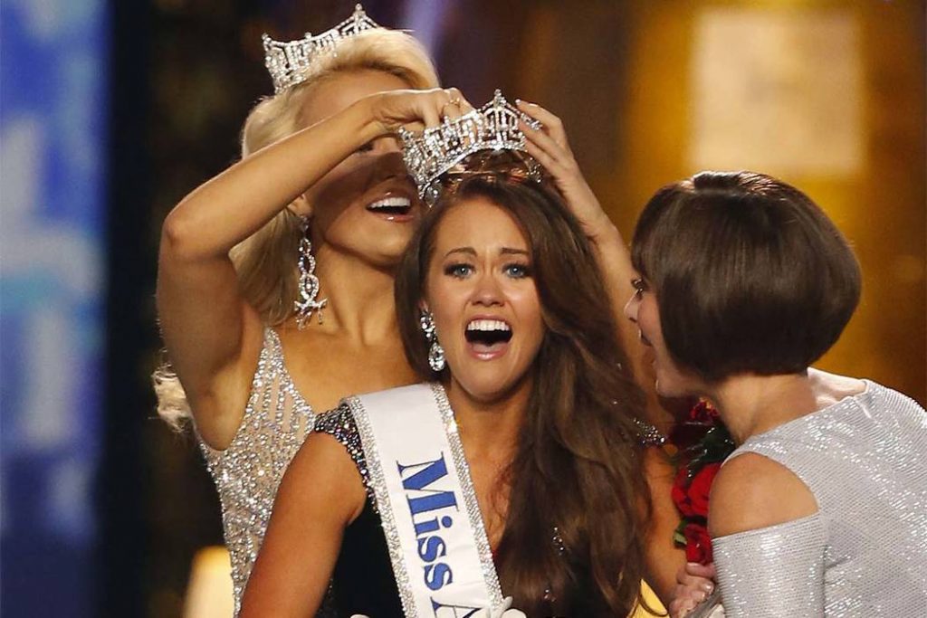 caramund Miss North Dakota Cara Mund reacts after being named Miss America Sunday in Atlantic City in 2017. (AP Photo/Noah K. Murray)