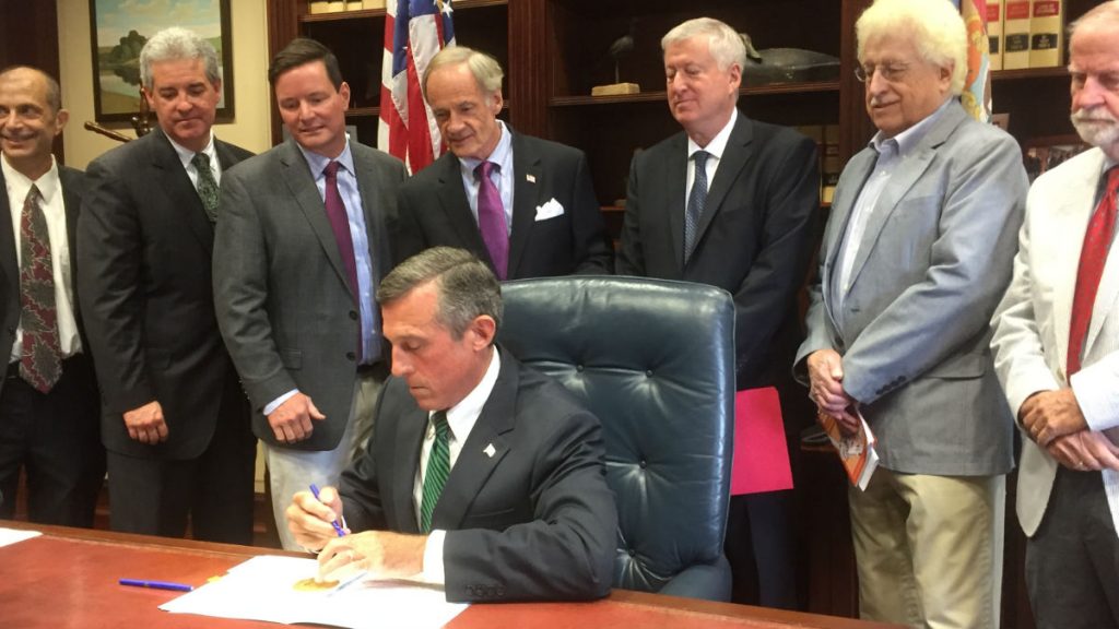 carney-wind-169 Gov. Carney signed an executive order to create a working group to examine the possibility of offshore wind in Delaware.(Zoë Read/WHYY)