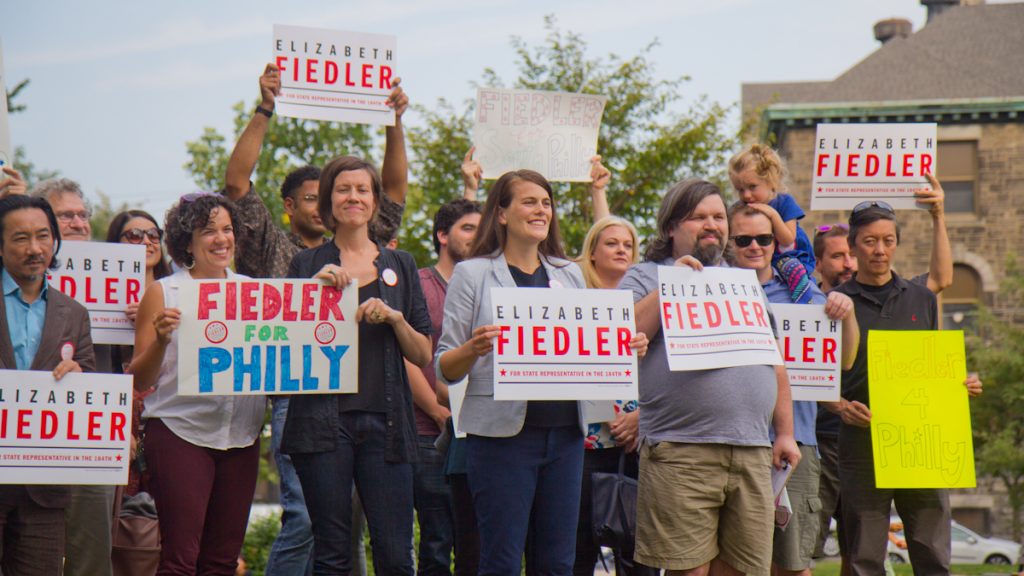 elizabeth-fiedler Elizabeth Fielder announces her campaign to unseat state Rep. Bill Keller in the 184th district of South Philadelphia. (Kimberly Paynter/WHYY)