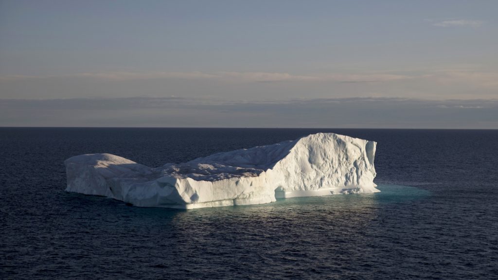 l_20170926-ice-sheet-1200 An iceberg floats in Baffin Bay in the Canadian Arctic Archipelago, Tuesday, July 25, 2017. The iceberg calved off a glacier from the Greenland ice sheet, the second largest body of ice in the world which covers roughly 80 percent of the country. (David Goldman/AP Photo)