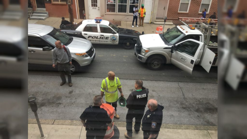 l_cops-169 Police investigate a shooting on 7th St. in May. A 13-year-old boy was arrested after a brief chase. (Mark Eichmann/WHYY)