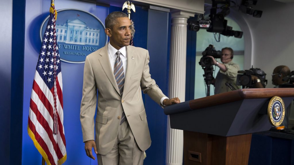 obama-tan-suit_1200x675 In this Thursday, Aug. 28, 2014 file photo, President Barack Obama leaves after speaking about the economy, Iraq, and Ukraine, in the James Brady Press Briefing Room of the White House in Washington, before convening a meeting with his national security team on the militant threat in Syria and Iraq. Obama's summer fashion choice, not unprecedented among presidents - himself included - was the talk of social media, Thursday. Other presidents who have taken on tan include Bill Clinton, Ronald Reagan, George H. W. Bush, George W. Bush and Dwight Eisenhower. (AP Photo/Evan Vucci, file)