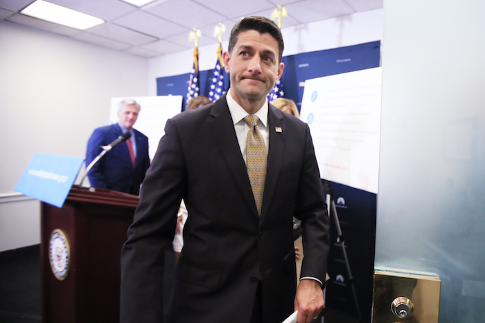 House Speaker Paul Ryan of Wis., concludes a news conference on Capitol Hill in Washington, Tuesday, July 25, 2017, following a House GOP Caucus. (AP Photo/Manuel Balce Ceneta)