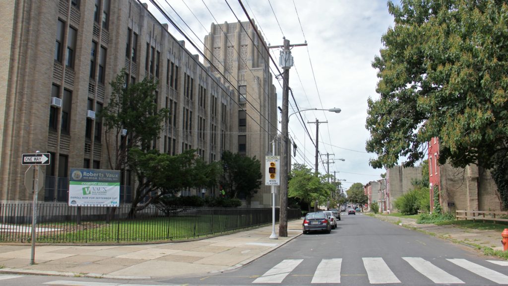vaux Vaux High School in Philadelphia's Sharswood neighborhood is reopening Tuesday. (Emma Lee/WHYY)