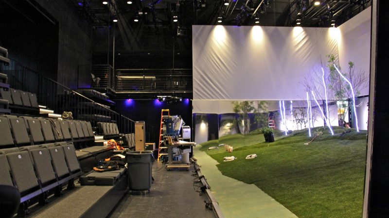 The new black box theater at the Lewis Center for the Arts is a flexible space with LED lighting. (Emma Lee/WHYY)