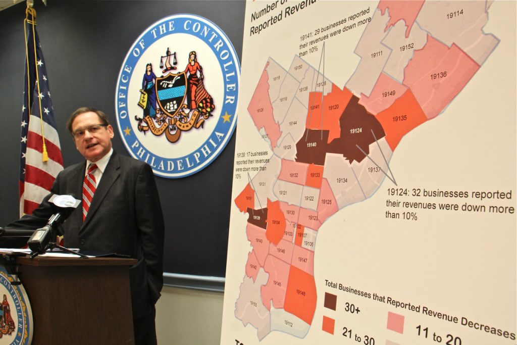 City Controller Alan Butkovitz outlines the impact of Philadelphia's beverage tax on businesses, 88 percent of which reported some level of revenue loss. Losses appeared to be concentrated in some of the city's poorest neighborhoods.