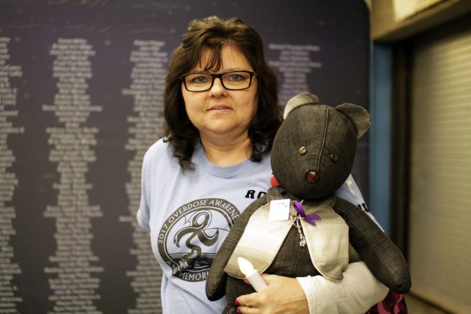 Debby Cardenas of Newfield, New Jersey, holds 