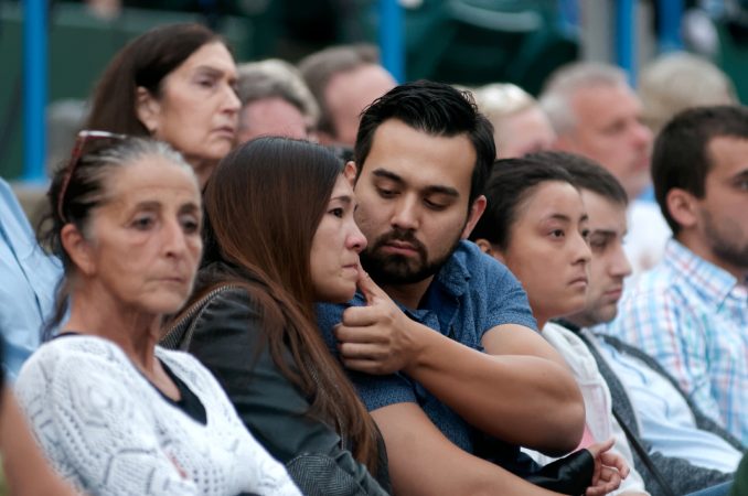 Overdose victims are remembered during the Regional Candlelight Vigil on October 14, 2017, at Camden Waterfront Stadium.