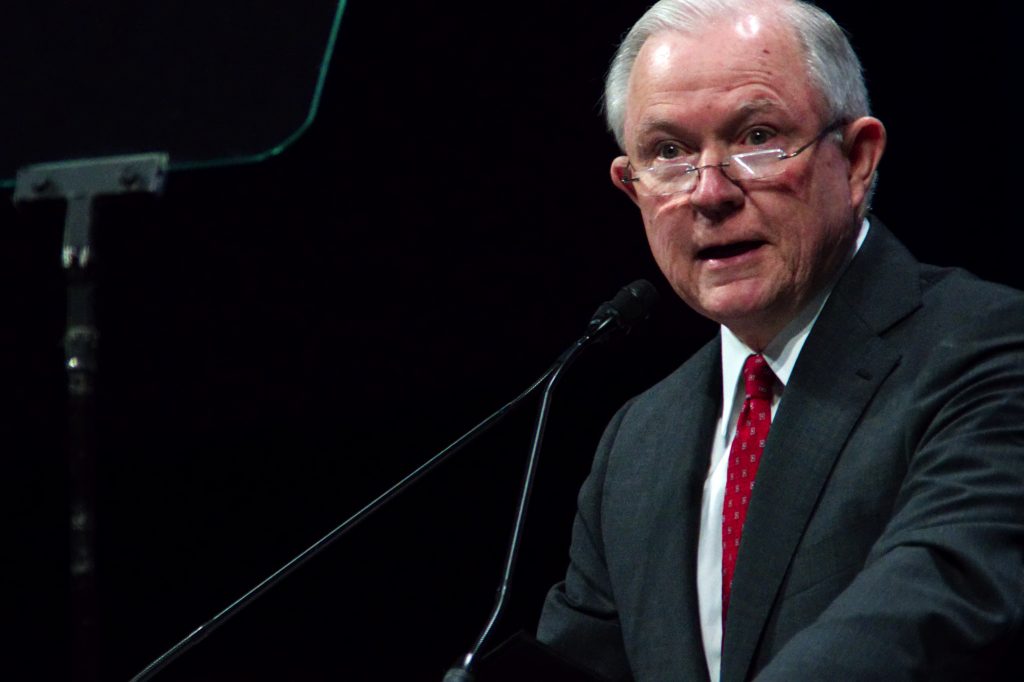 At Police Convention US AG Sessions Announces Plans to Combat MS-13 US Attorney General Jeff Sessions delivers the keynote address during the General Assembly of the International Association of Chiefs of Police conference in Philadelphia