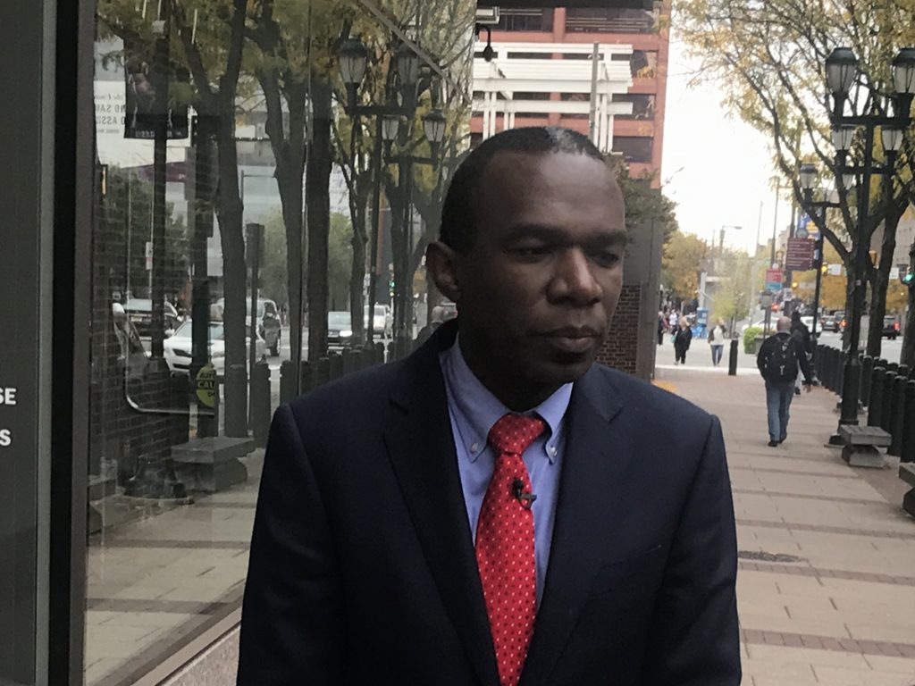 HYYBAsozix1200 Philadelphia City Solicitor Sozi Tulante leaves the the federal courthouse in Center City following a hearing on the city's lawsuit against the U.S. Department of Justice over withholding grant funding from