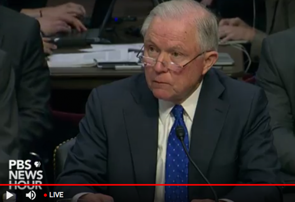 Attorney General Jeff Sessions testifies Wednesday before the Senate Judiciary Committee (YouTube screenshot)