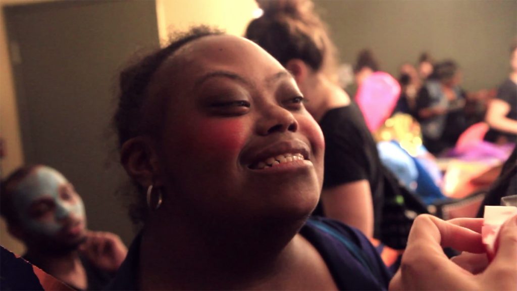‘Benthic Blast’ rehearsal A participant of the SpArc Services Cultural Arts Center has her make-up done for a 2017 Fringe Festival production,