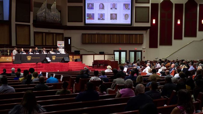 Courageous Conversations: Reimagining Race and Education forum at Enon Tabernacle Church, on Thursday night. (Bastiaan Slabbers for WHYY)