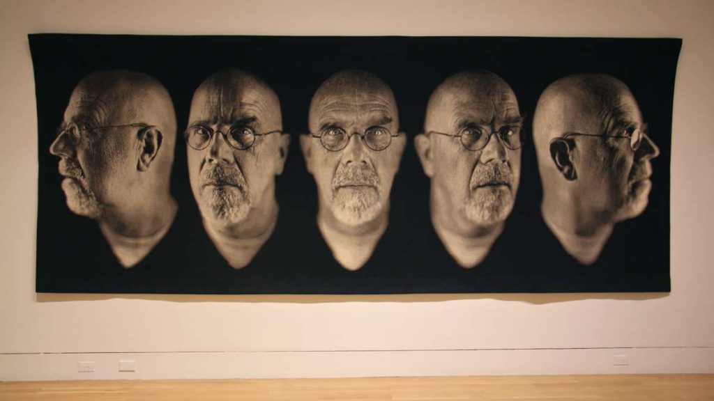 chuck_close_20171005_1559321517 The Pennsylvania Academy of Fine Arts is hosting the first major exhibition in Philadelphia of the photographs of Chuck Close. The 183-inch-long ''Self-Portrait/Five Part'' was made in 2009.