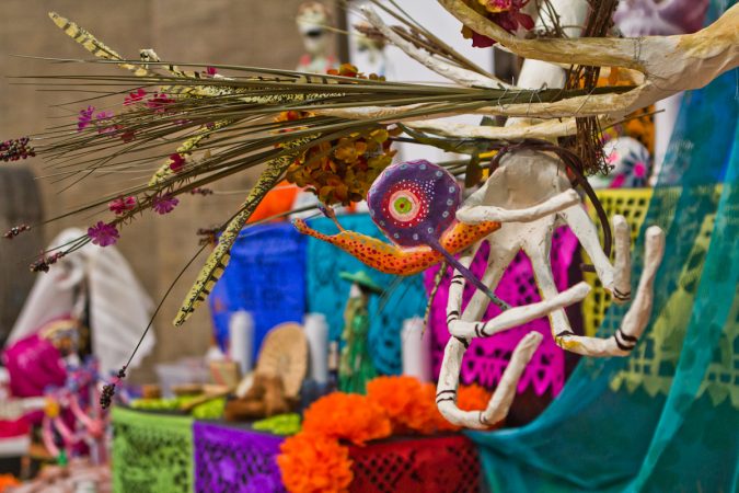 The central figure of the altar was created by artist Cesar Viveros. (Kimberly Paynter/WHYY)