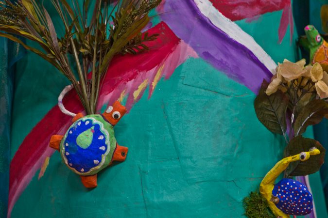 The central figure of the altar was created by artist Cesar Viveros. (Kimberly Paynter/WHYY)