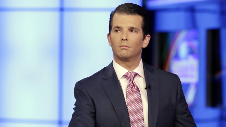 Donald Trump Jr. is shown in an appearance on Sean Hannity's Fox News Channel television program in July.