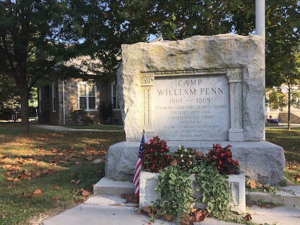The stone commemorates the site of Camp William Penn