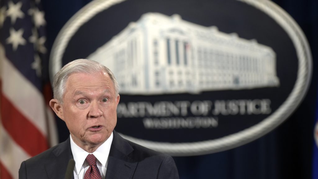 Attorney General Jeff Sessions makes a statement at the Justice Department in Washington, Tuesday, Sept. 5, 2017, on President Barack Obama's Deferred Action for Childhood Arrivals, or DACA program.