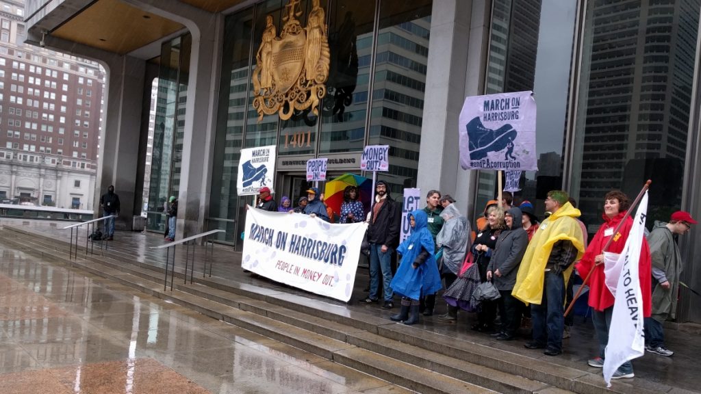 March to Harrisburg Protesters gather at the Municipal Services Building in Center City Philadelphia in May before setting off on a march to Harrisburg.