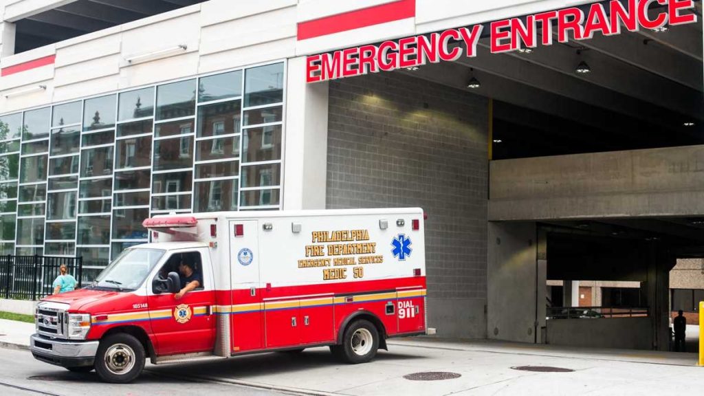 l_l_tu_gun_locks-8 An ambulance pulls out of the emergency entrance at Temple University Hospital.