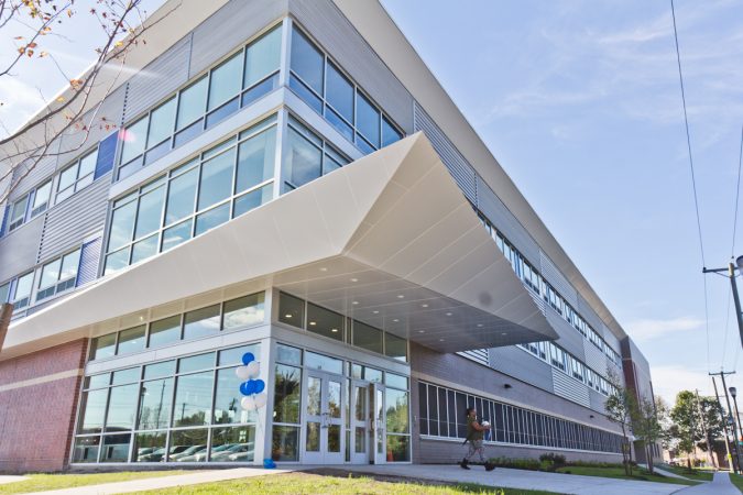 Mastery Cramer Hill Elementary school was dedicated today in Camden. (Kimberly Paynter/WHYY)