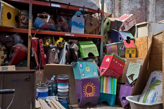 A wearable houses to be worn at the 18th Peoplehood Parade Saturday. (Kimberly Paynter/WHYY)
