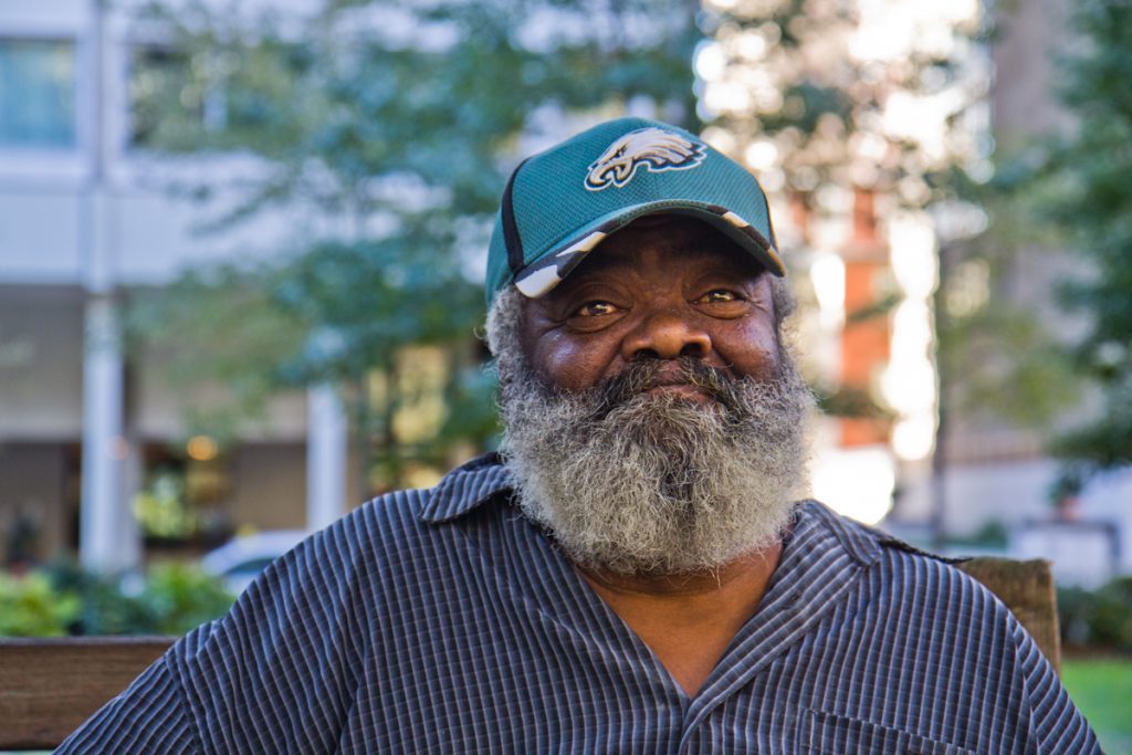 rittenhouse outreach William Smith says he practically lives in Rittenhouse Square park, and he’s grateful for the Mental Health Partnerships outreach specialists who come around every day.
