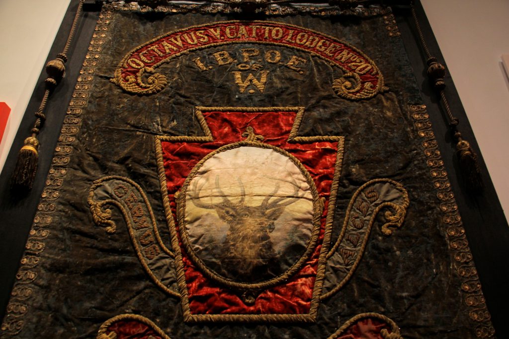 2017 11 15-e lee-octavius catto-philadelphia history museum-exhibit elks lodge banner A banner commemorates the 1903 opening of the Octavius V. Catto Elks Lodge in Philadelphia.