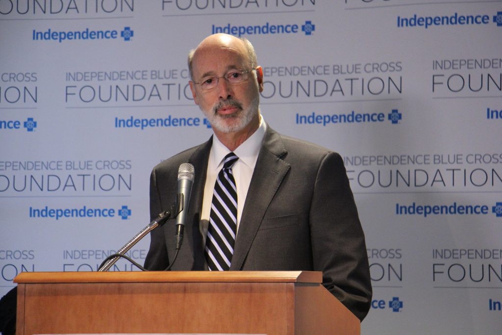 2017 11 28-e lee-tom wolf-philadelphia independence blue cross-opioid crisis Gov. Tom Wolf speaks about Pennsylvania's opioid crisis during a meeting at Independence Blue Cross headquarters in Philadelphia.