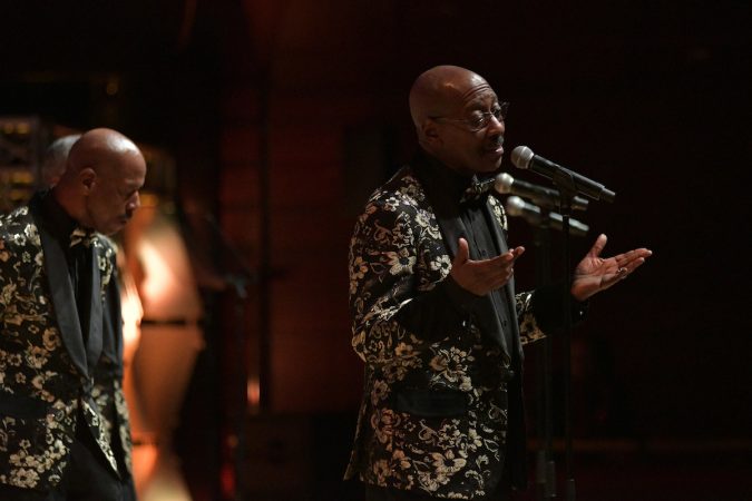 Russell Thompkins, Jr. and The Stylistics perform as Dionne Warwick receives the Marian Anderson Award at a ceremony at the Kimmel Center, on Tuesday. (Bastiaan Slabbers for WHYY)