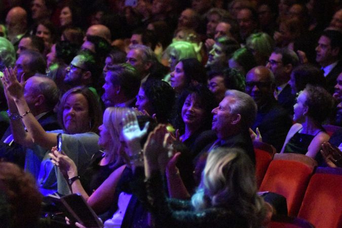 The audience applauds during a performance at the Marian Anderson Award ceremony, held at the Kimmel Center, on Tuesday. (Bastiaan Slabbers for WHYY)