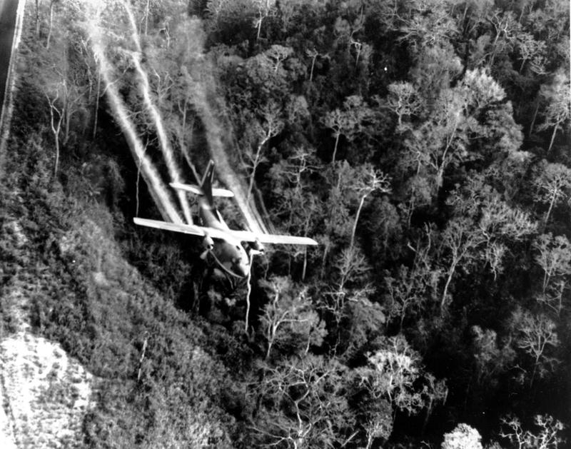Agent Orange Residue FILE - In this May 1966 file photo, a U.S. Air Force C-123 flies low along a South Vietnamese highway spraying defoliants on dense jungle growth beside the road to eliminate ambush sites for the Viet Cong during the Vietnam War. During the Vietnam War, Air Force C-123 planes sprayed millions of gallons of herbicides over the jungles of Southeast Asia to destroy enemy crops and tree cover. The military stopped the spraying by early 1971, but some Air Force Reserve units continued to fly the former spray planes until the early 1980s. Some veterans who flew in those planes after the war have been getting sick, and like many Vietnam veterans, theyre blaming the herbicides they say still coated the planes for decades. Their crusade has been led by a former Oregon resident and Air Force veteran.(AP Photo/Department of Defense, File)