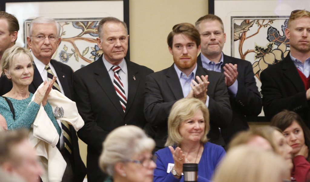 Roy Moore Former Alabama Chief Justice and U.S. Senate candidate Roy Moore waits to speak at the Vestavia Hills Public library, Saturday, Nov. 11, 2017, in Vestavia Hills, Ala. According to a Thursday, Nov. 9 Washington Post story an Alabama woman said Moore made inappropriate advances and had sexual contact with her when she was 14. Moore is denying the allegations.