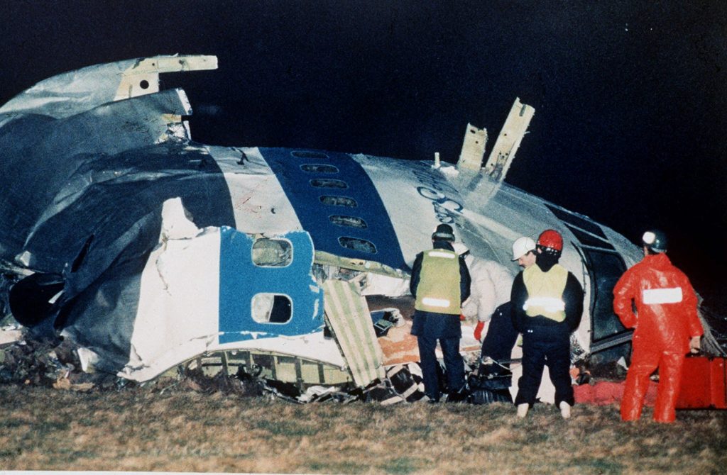 Lockerbie Memorials FILE - In this Dec. 21, 1988, file photo, rescue workers examine the nose of Pan Am Flight 103 near the town of Lockerbie, Scotland, after a bomb aboard exploded, killing a total of 270 people. Families of some of the 270 people who died in the airliner bombing 25 years ago gathered for memorial services Saturday, Dec. 21, 2013, in the United States and Britain, honoring victims of the terror attack that killed dozens of American college students and created instant havoc in the Scottish town where wreckage of the plane rained down.