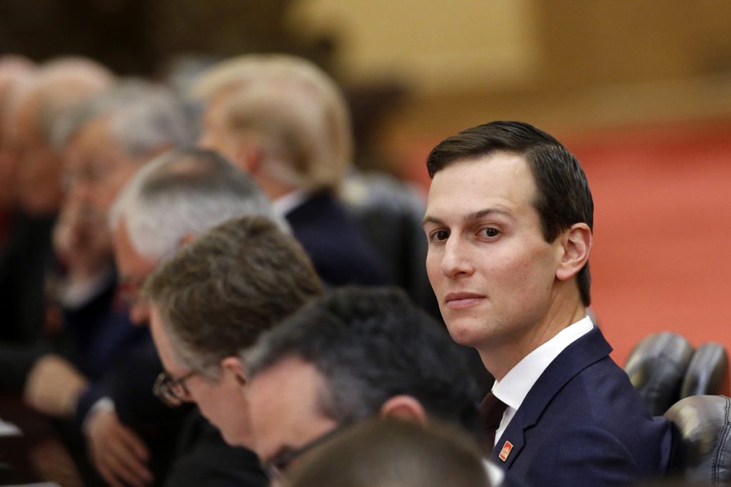 Jared Kushner White House Senior adviser Jared Kushner attends a bilateral meeting held by U.S. President Donald Trump and China's President Xi Jinping at the Great Hall of the People in Beijing Thursday, Nov. 9, 2017. (Thomas Peter/Pool Photo via AP)