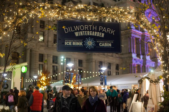 File photo: The City Hall Christmas Tree Lighting Ceremony and Christmas Village drew thousands to Center City Friday evening. (Brad Larrison for WHYY)