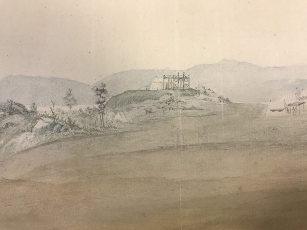 Close-up of Washington’s Tent in Verplancks Point watercolorx1200 Close-up of Washington's Tent in Verplancks Point watercolor (Museum of the American Revolution)