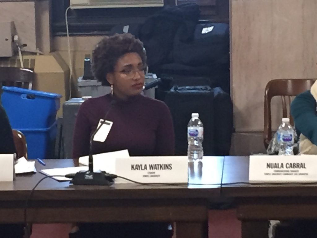 IMG_3503 Kayla Watkins took part in a roundtable discussion on ways of ending harassment on the street. Watkins says it's a