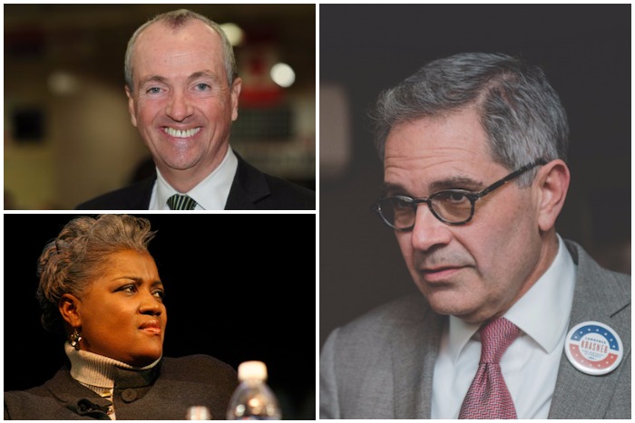 Phil Murphy (upper left), Donna Brazile (lower left), Larry Krasner (right) Phil Murphy (upper left), Donna Brazile (lower left), Larry Krasner (right)