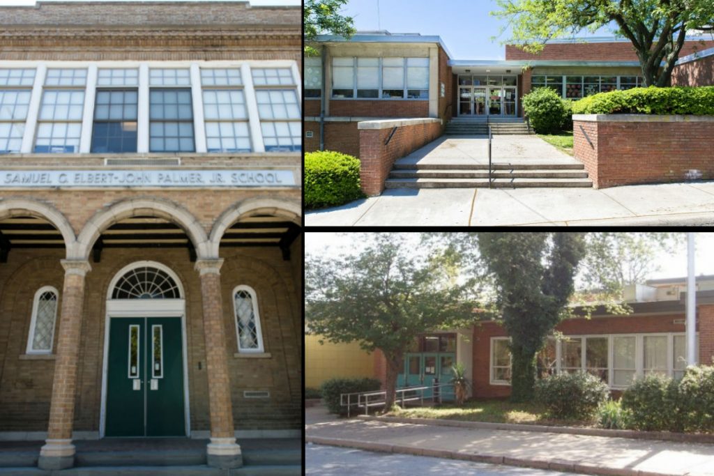 Christina stubbs, pulaski and Palmer Under a proposal by the Christina School District and the
Carney administration, three schools would be closed and two expanded. Those slated for possible closure are, clockwise from left, Palmer, Pulaski and Stubbs elementary schools. (Christina School District)