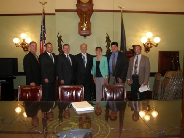 Wolf-DRBC-620×465 In 2015 Wolf met with elected officials and landowners from Wayne County to discuss the moratorium on natural gas development in the Delaware River Basin. Several people in the meeting say he offered to help them open up the region to drilling, if they would help him enact a severance tax.