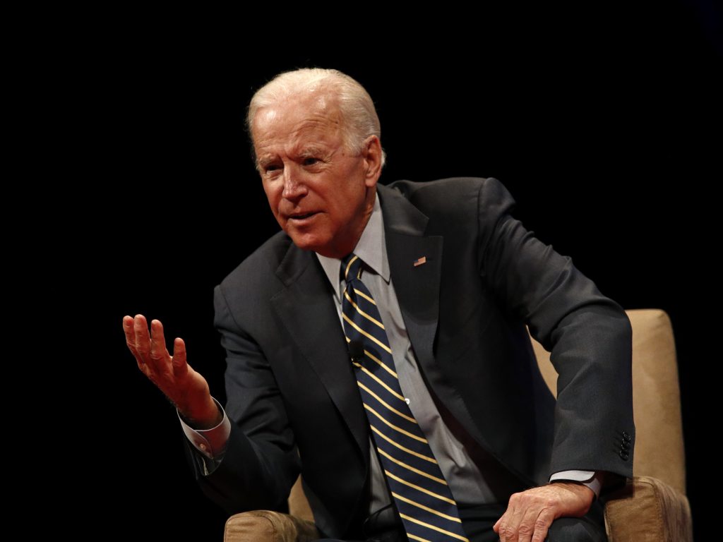 Former Vice President Joe Biden participates in a discussion on bridging political and partisan divides with Ohio Gov. John Kasich at the University of Delaware in Newark, Del., last month. Former Vice President Joe Biden participates in a discussion on bridging political and partisan divides with Ohio Gov. John Kasich at the University of Delaware in Newark, Del., last month.