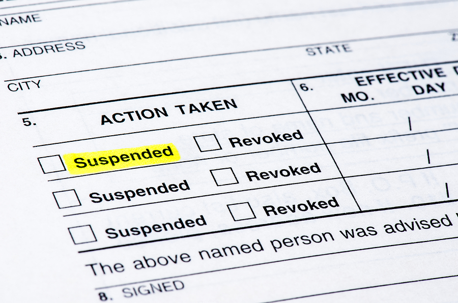 Suspended License A form from the DMV suspending a driver's license. (File photo from Big Stock)