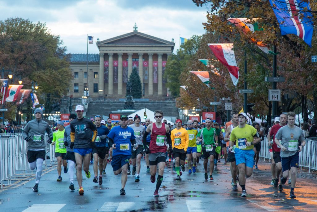 cohen_philly-marathon-5 Runners begin their 26.2 miles at the 23rd annual Philadelphia Marathon on Sunday November 19th, 2017.
